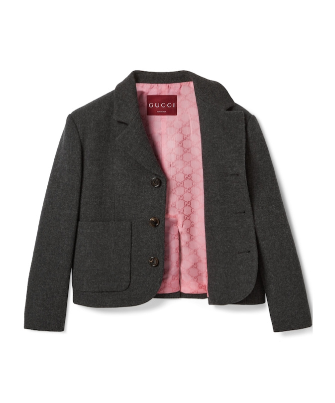 Gucci Heavy Wool Flannel Jacket In Gray