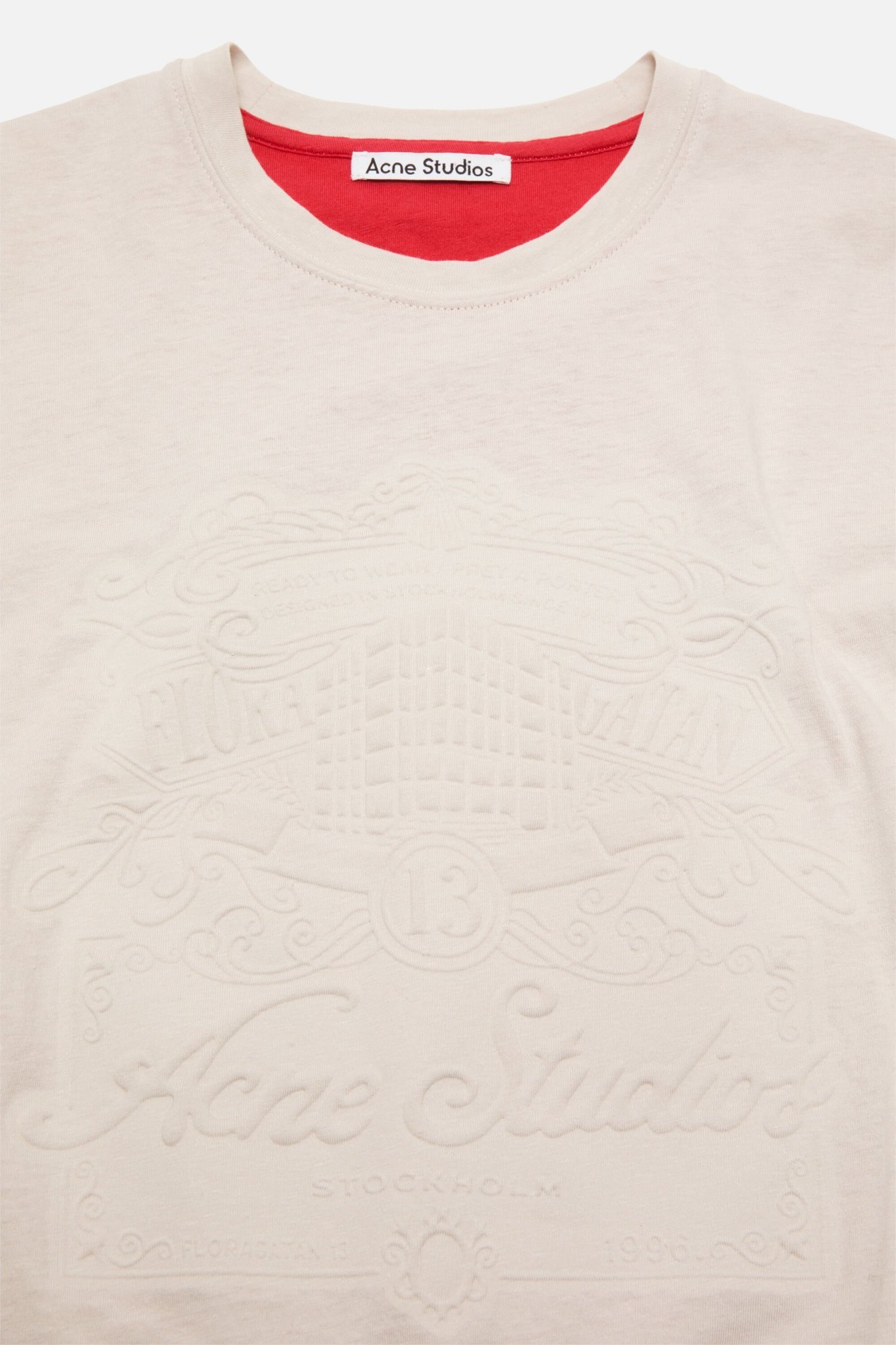 Acne Studios Embossed-logo Organic-cotton T-shirt In White