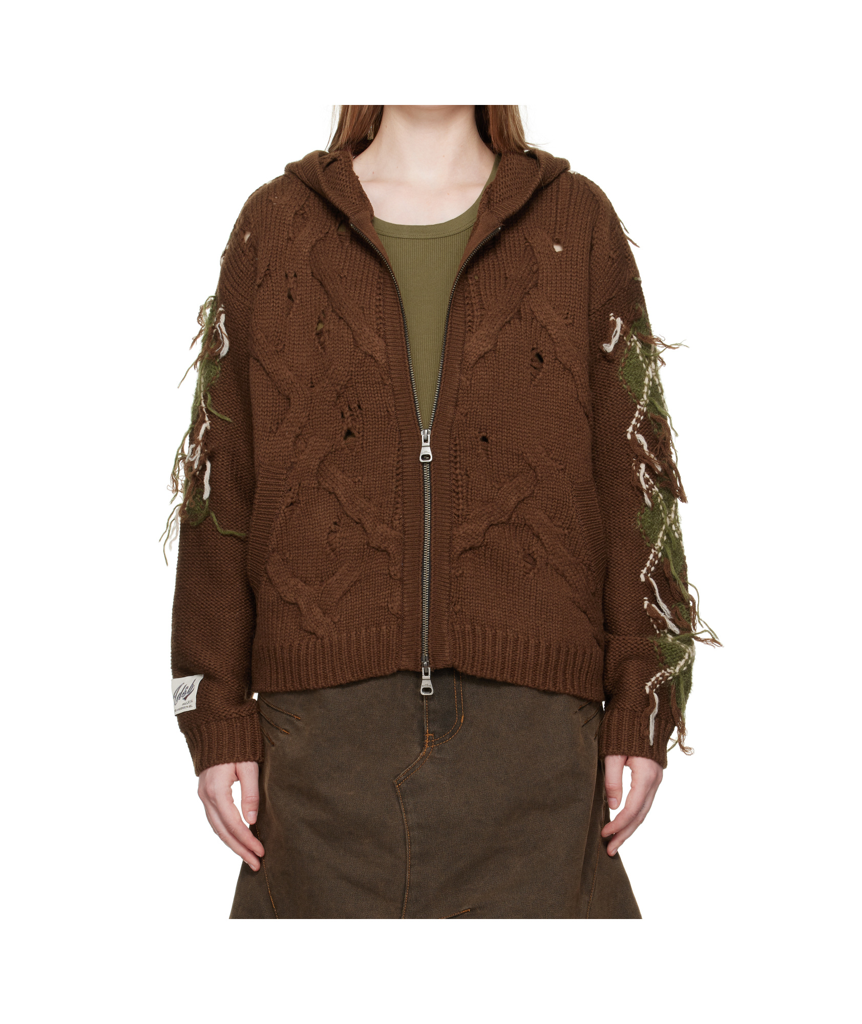 Andersson Bell Brown Argyle Fisherman Zip-up Hoodie In Brown