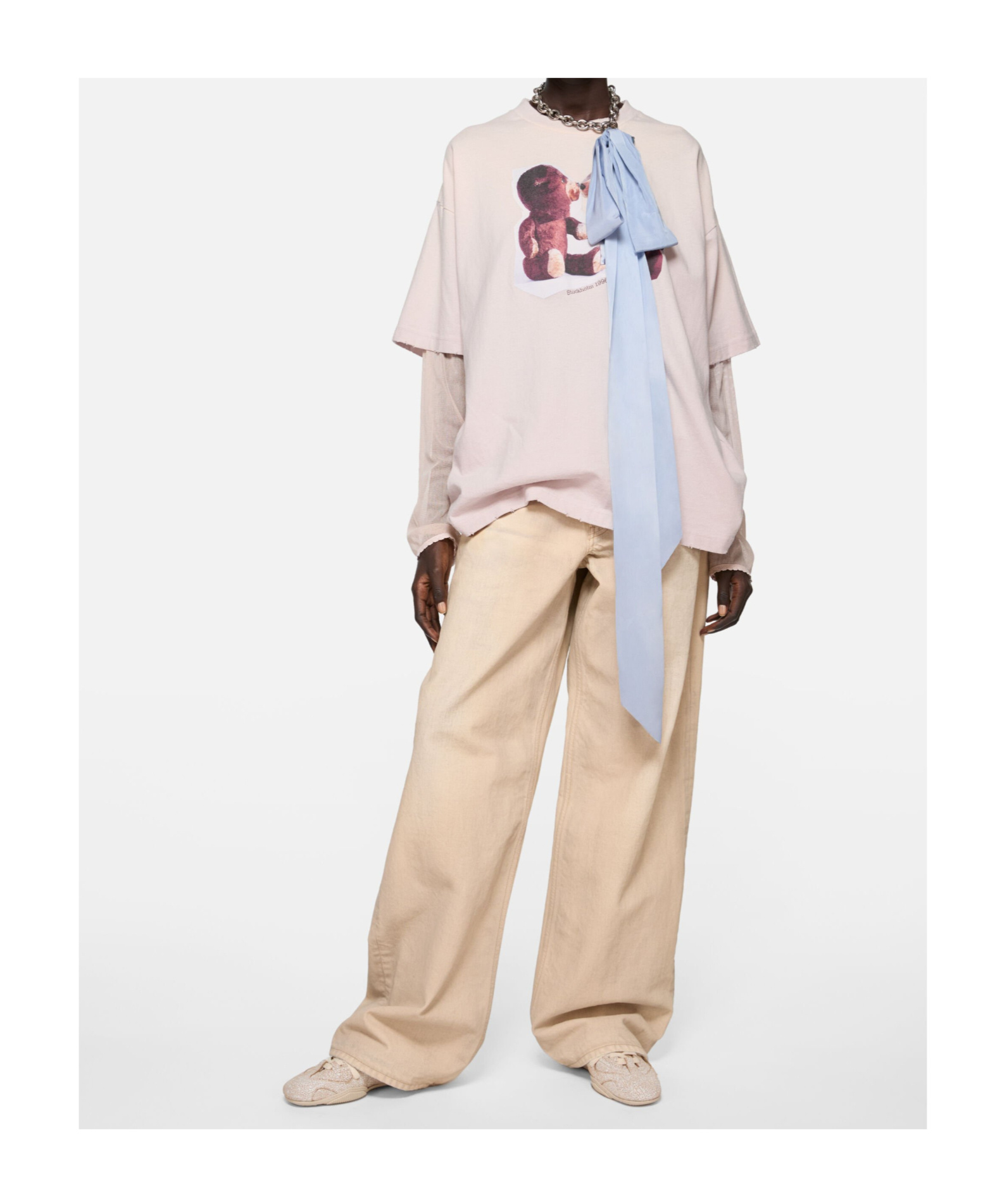 Acne Studios Double Layer Printed T-shirt In Pink