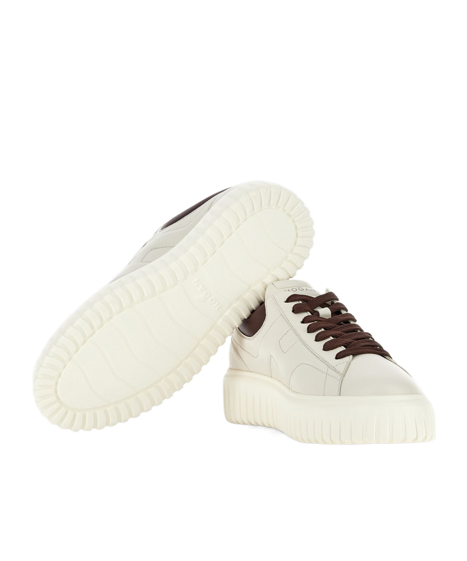Hogan H-stripes Leather Sneakers In White