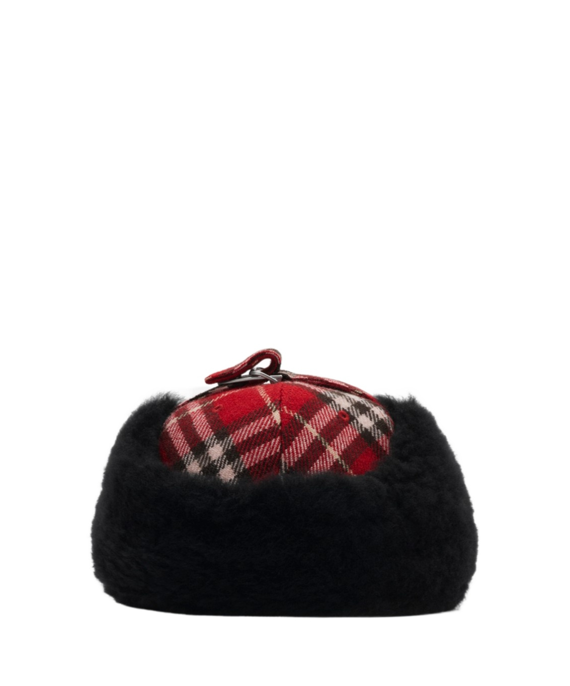 Burberry Check Wool Trapper Cap In Geranium