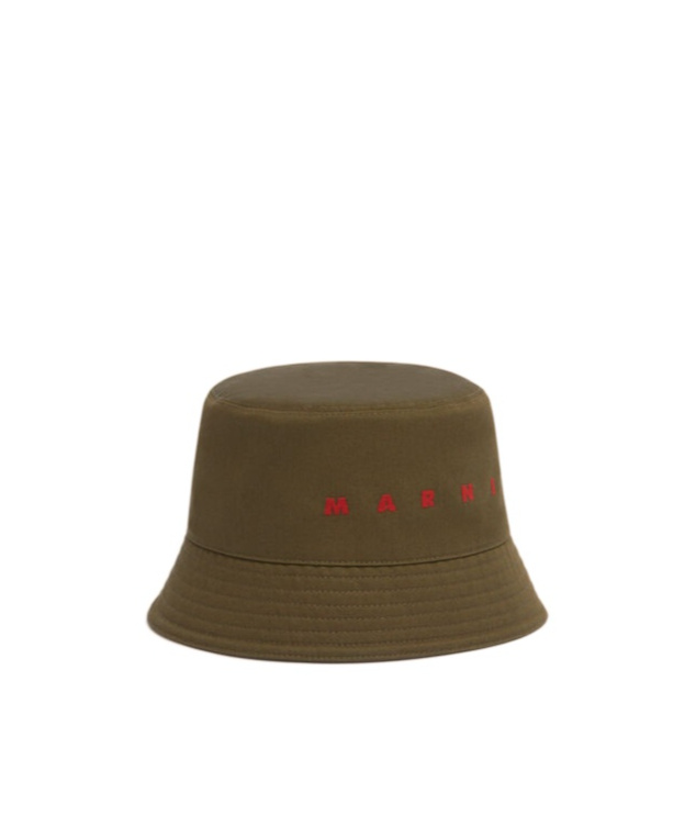 Marni Logo-embroidered Bucket Hat In Green