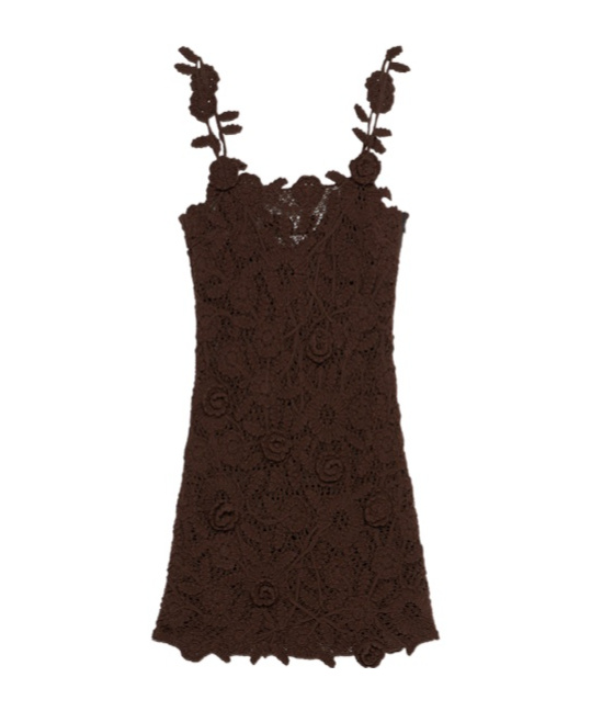 Blumarine Floral-crochet Cotton-blend Minidress In Black