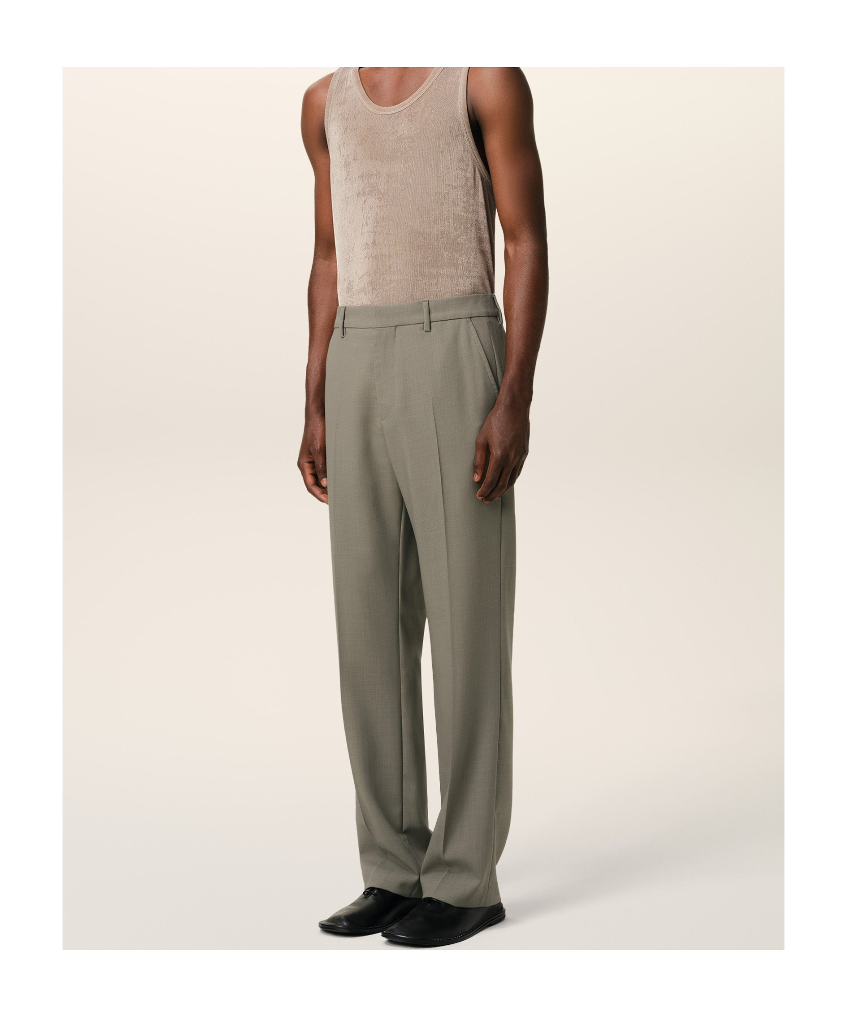 AMI ALEXANDRE MATTIUSSI STRAIGHT WOOL CASUAL PANTS 