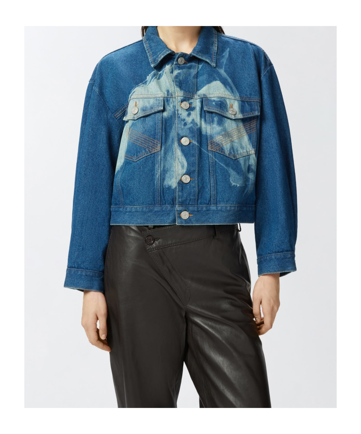 Pinko Jeansjacke Mit Pferde-print In Dark Blue