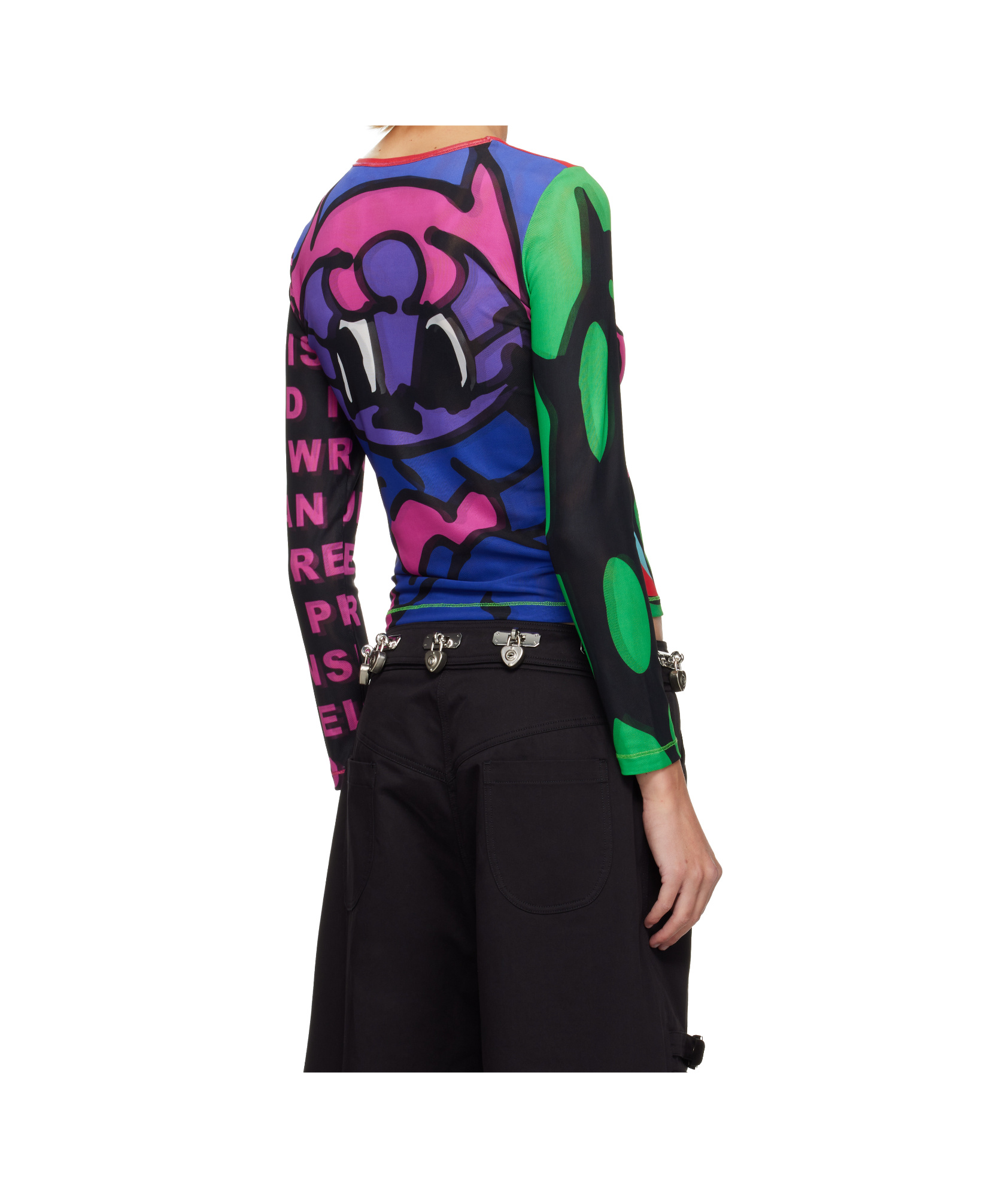 Chopova Lowena Multi-colored Fine Mesh Long-sleeved T-shirt In Black