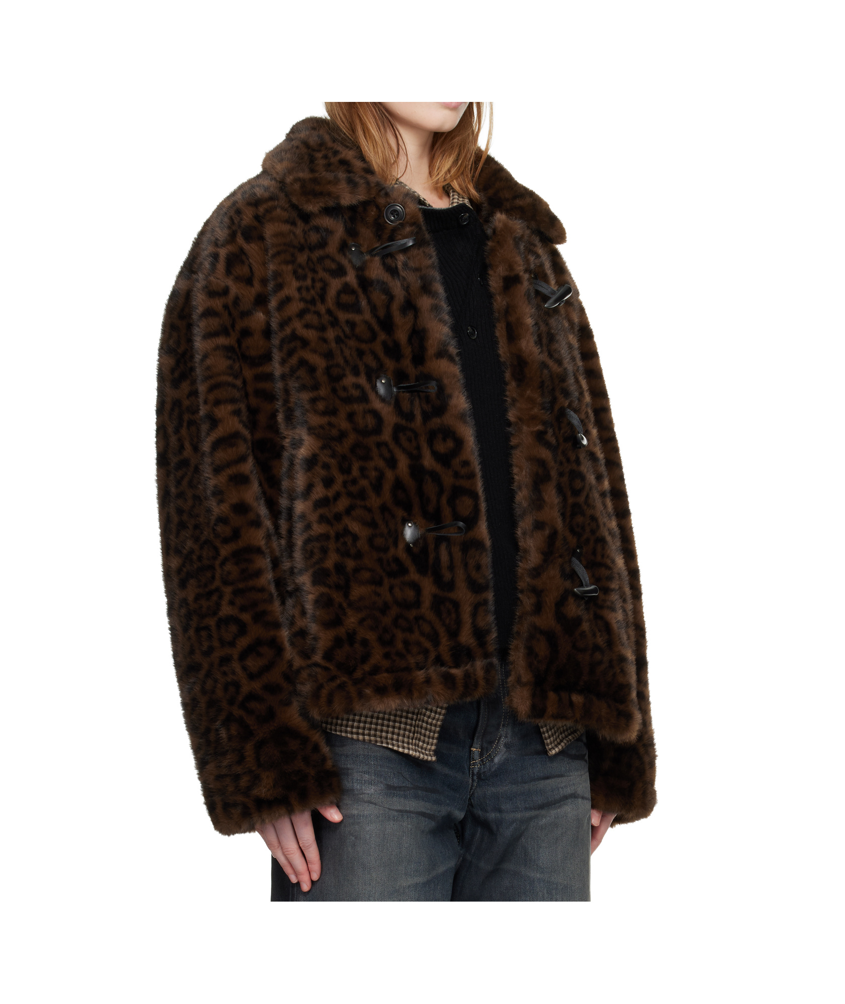 Andersson Bell Leopard Print Faux Fur Button Jacket In Animal Print