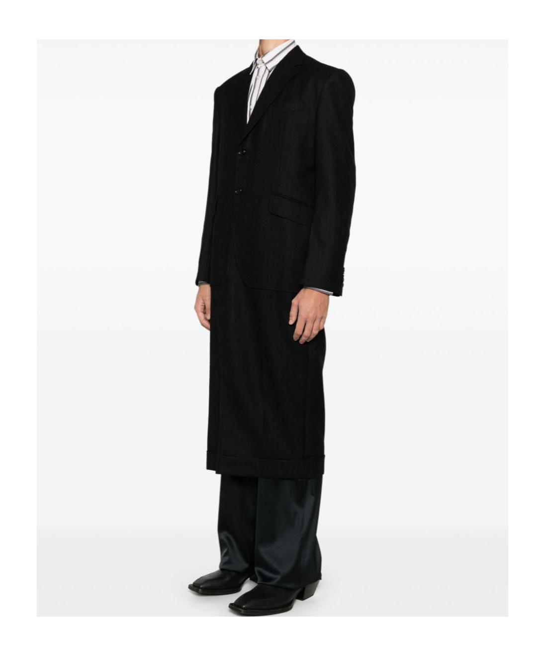 Junya Watanabe Pinstripe Coat In Black