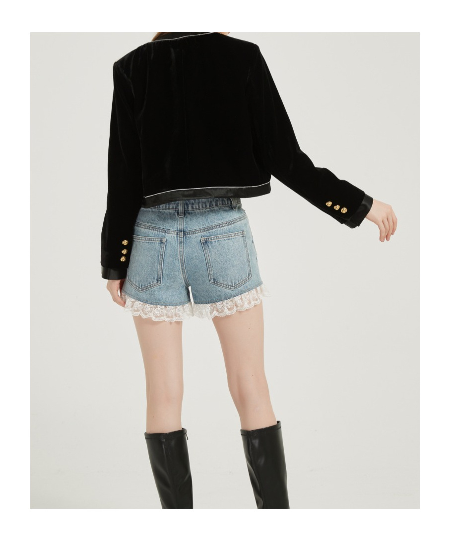 Marissa Chiara Gold-buttoned Fragrant Jacket In Black