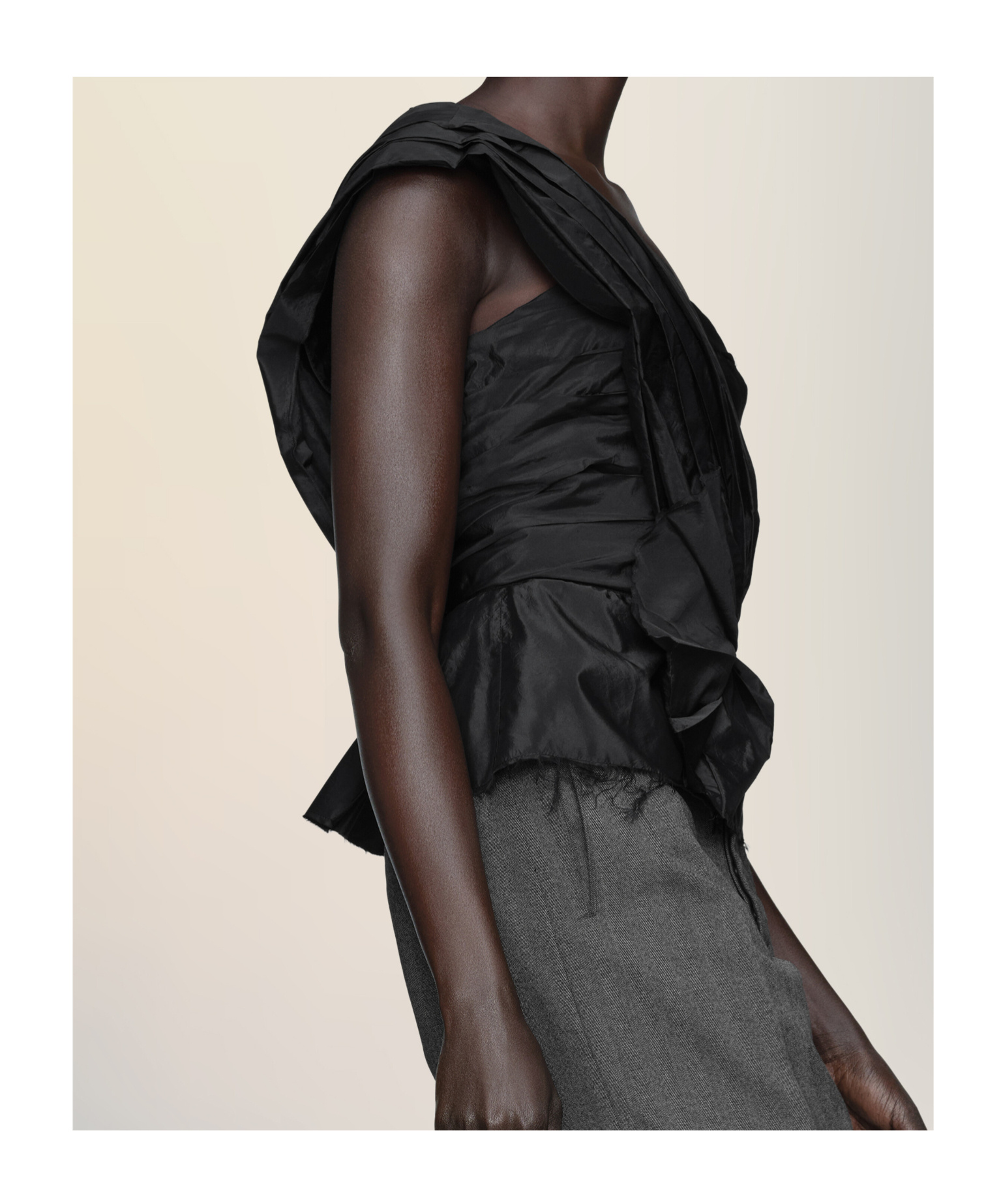 Maison Margiela Asymmetric Draped Top Woman Black In Black