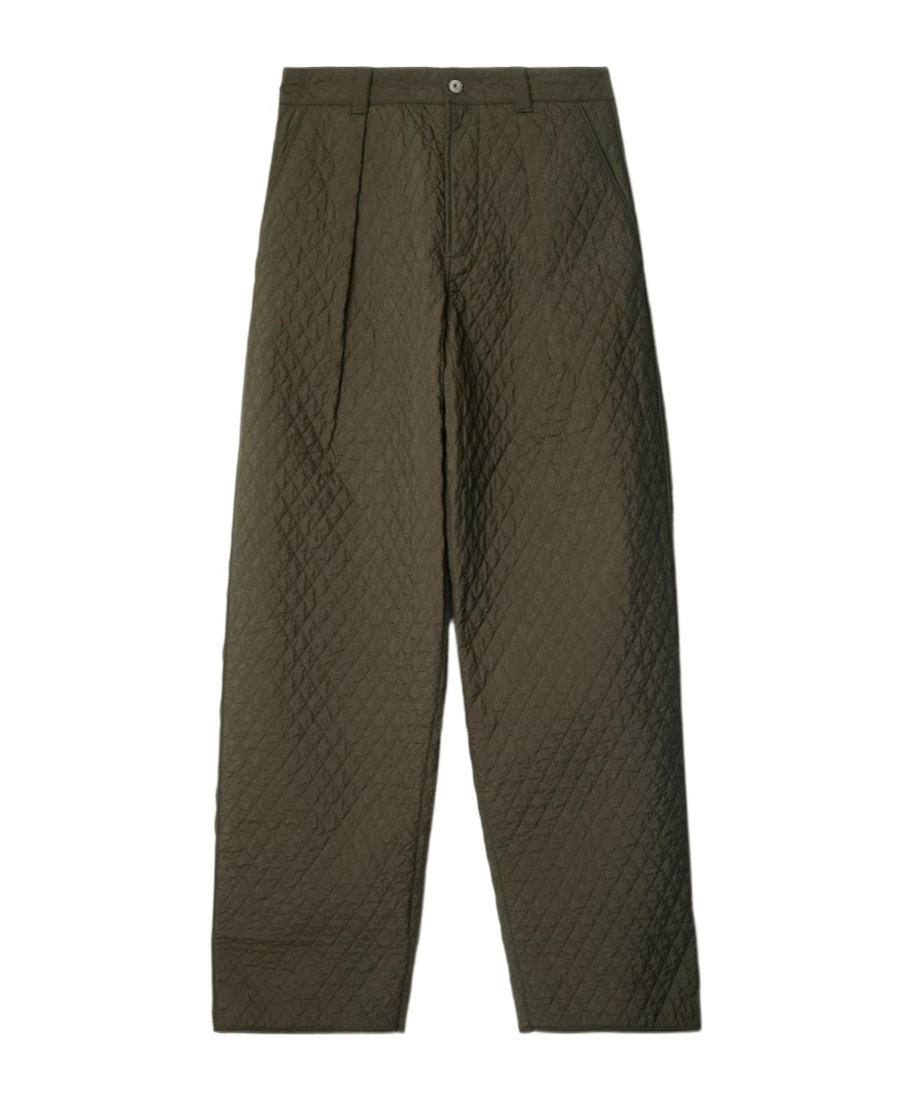 Burberry Diamond-quilted Pleat-detailing Trousers In Brown