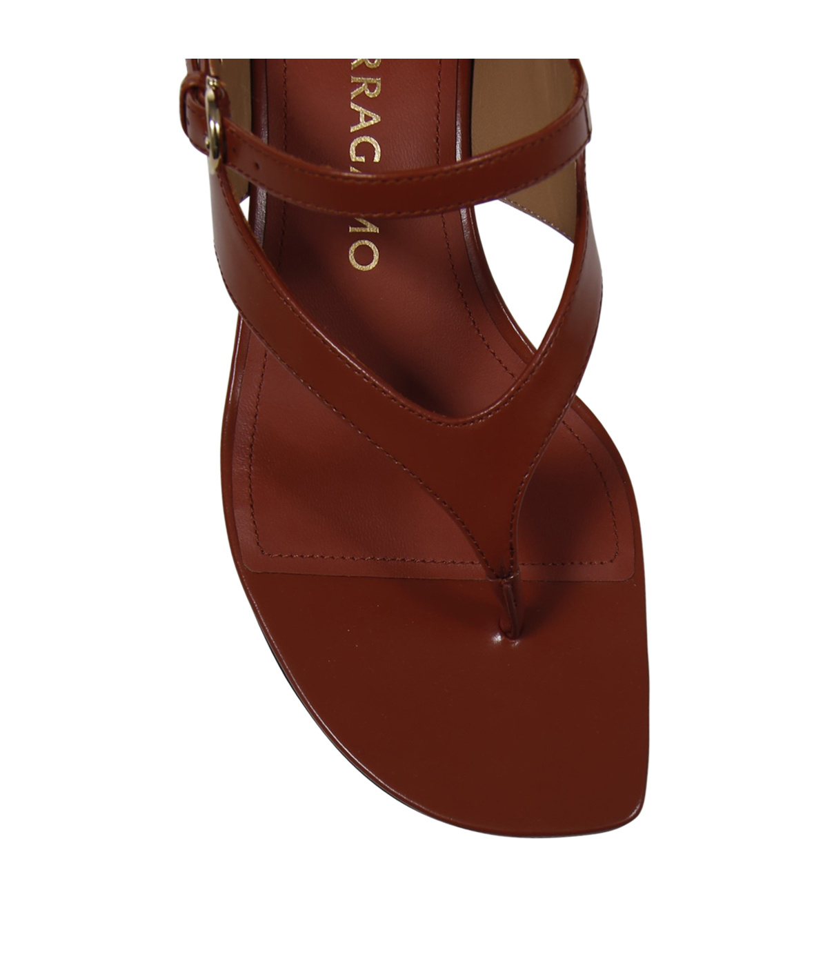 Ferragamo Leliu Leather Ankle-wrap Thong Sandals In Brown