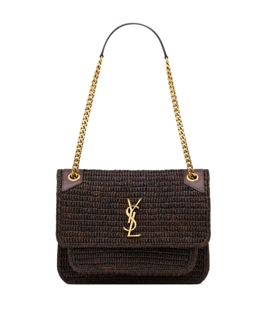 Saint Laurent Niki Medium In Raffia In Brown
