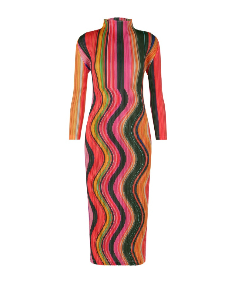 Issey Miyake Pleated Mid-length Dress In Red