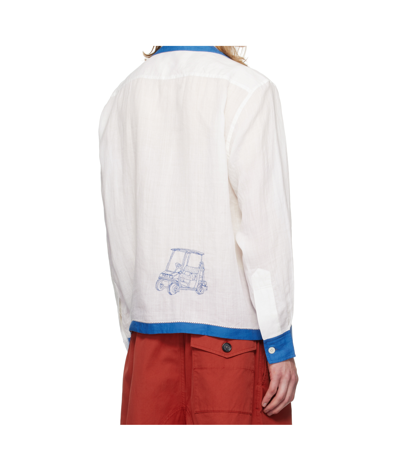 Bode White Club Champion Long Sleeve Shirt In White