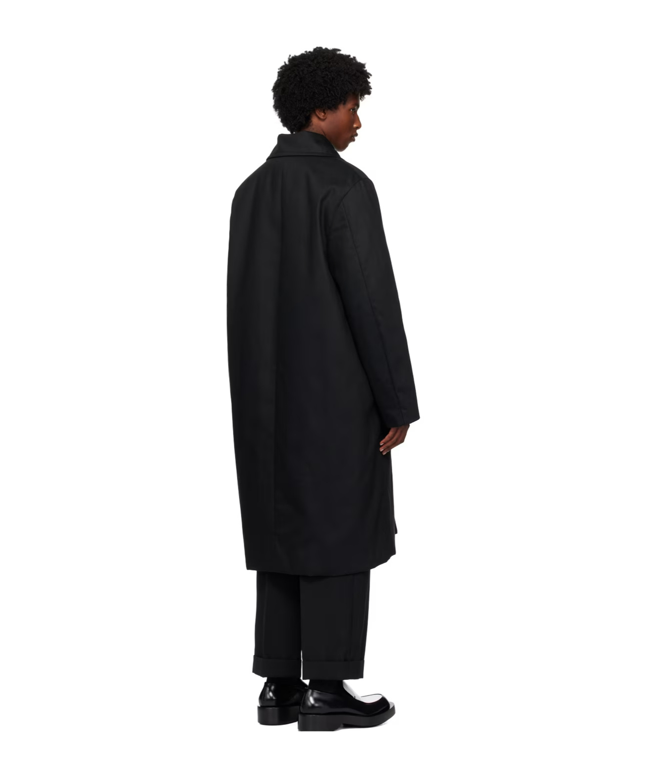 Jil Sander Lapel Button-down Coat In Black