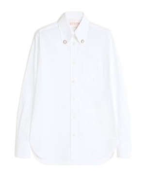 Valentino Tailored White Cotton Shirt With Decorative Buttons In White