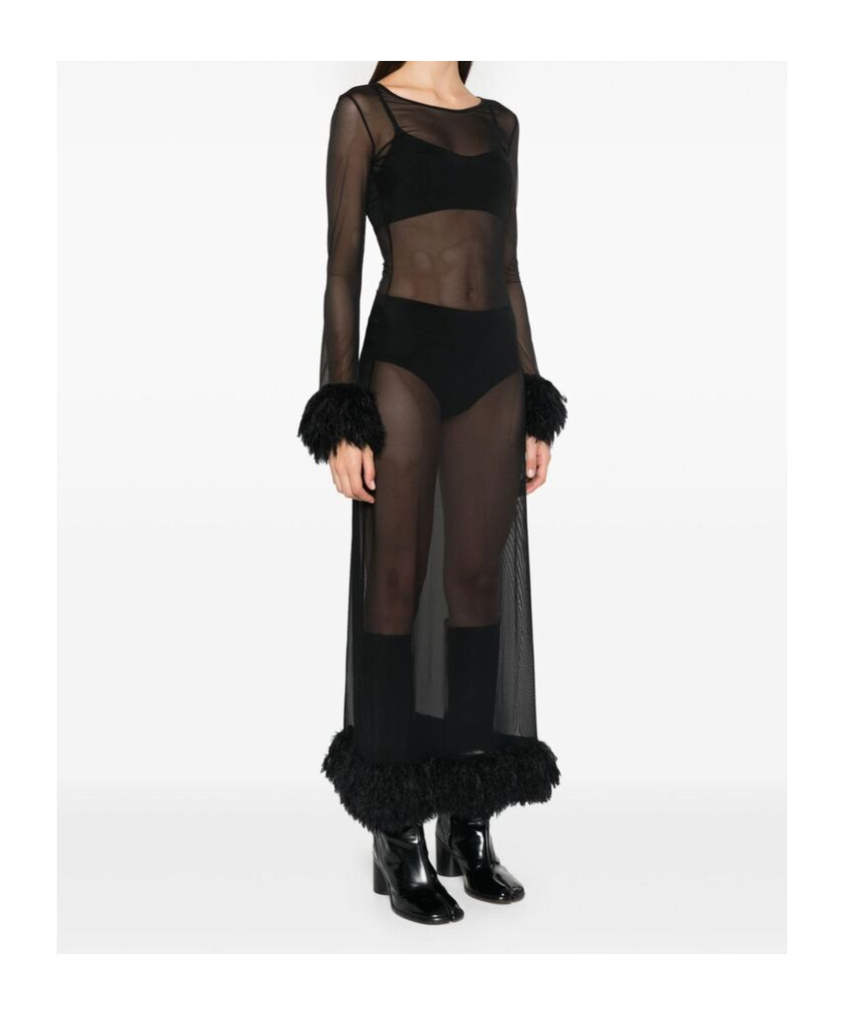 Marine Serre Semi-sheer Maxi Dress In Black