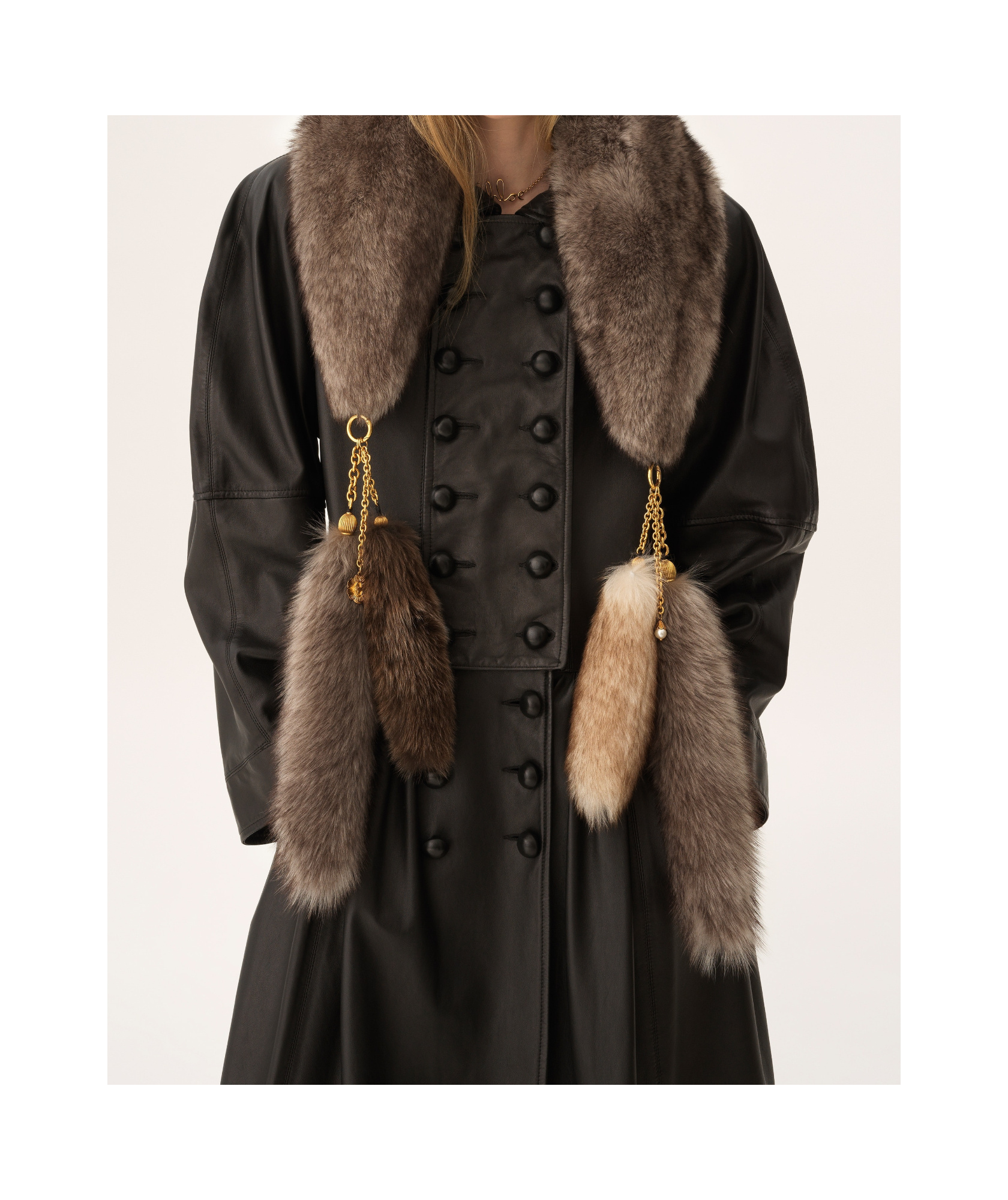 Chloé The Treasure Tails Scarf In Shearling In Brown