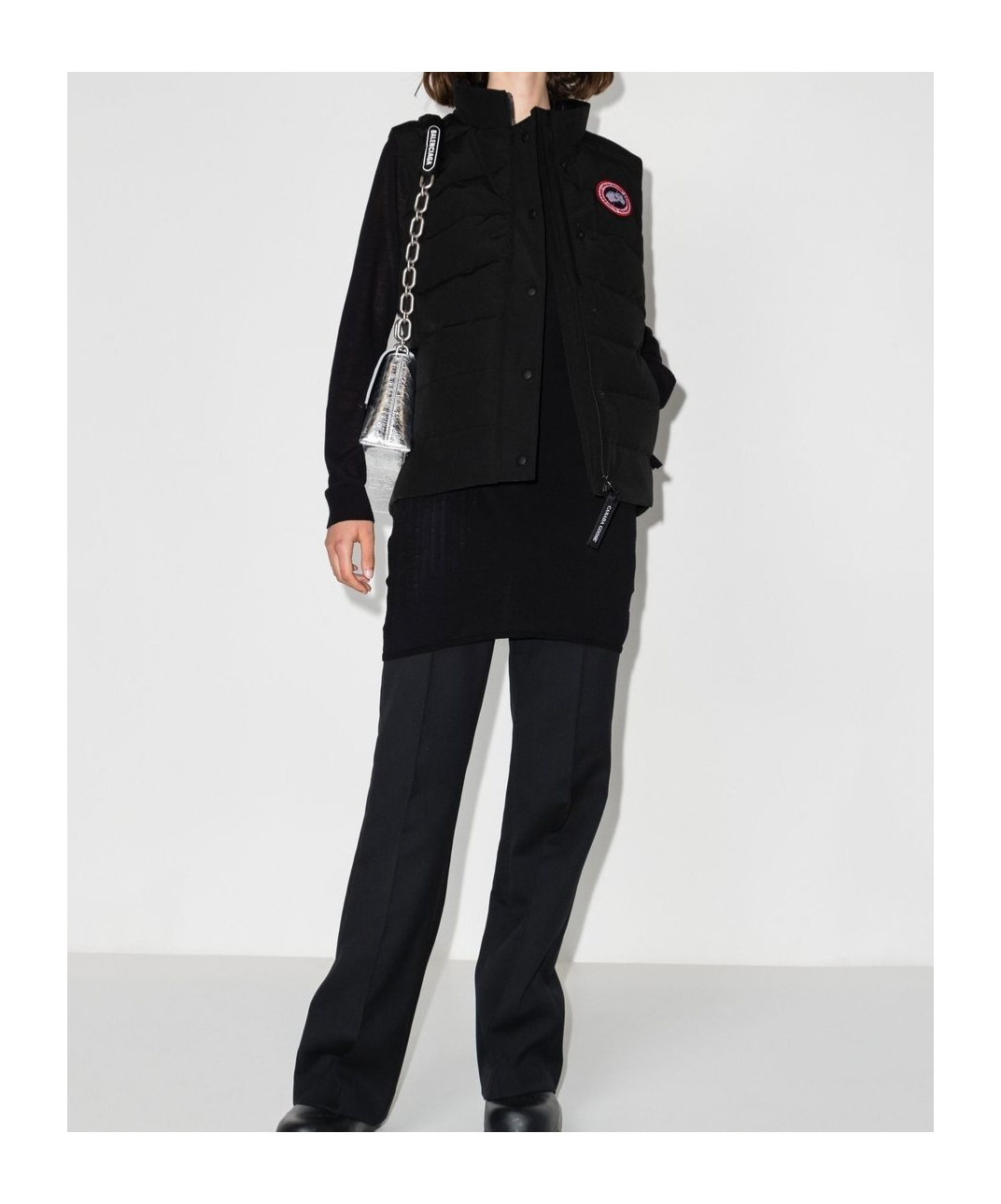 Canada Goose Padded Quilted Sleeveless High Neck Vest In Black