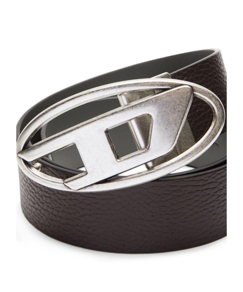 Diesel Cintura In Pelle Double-face In Black