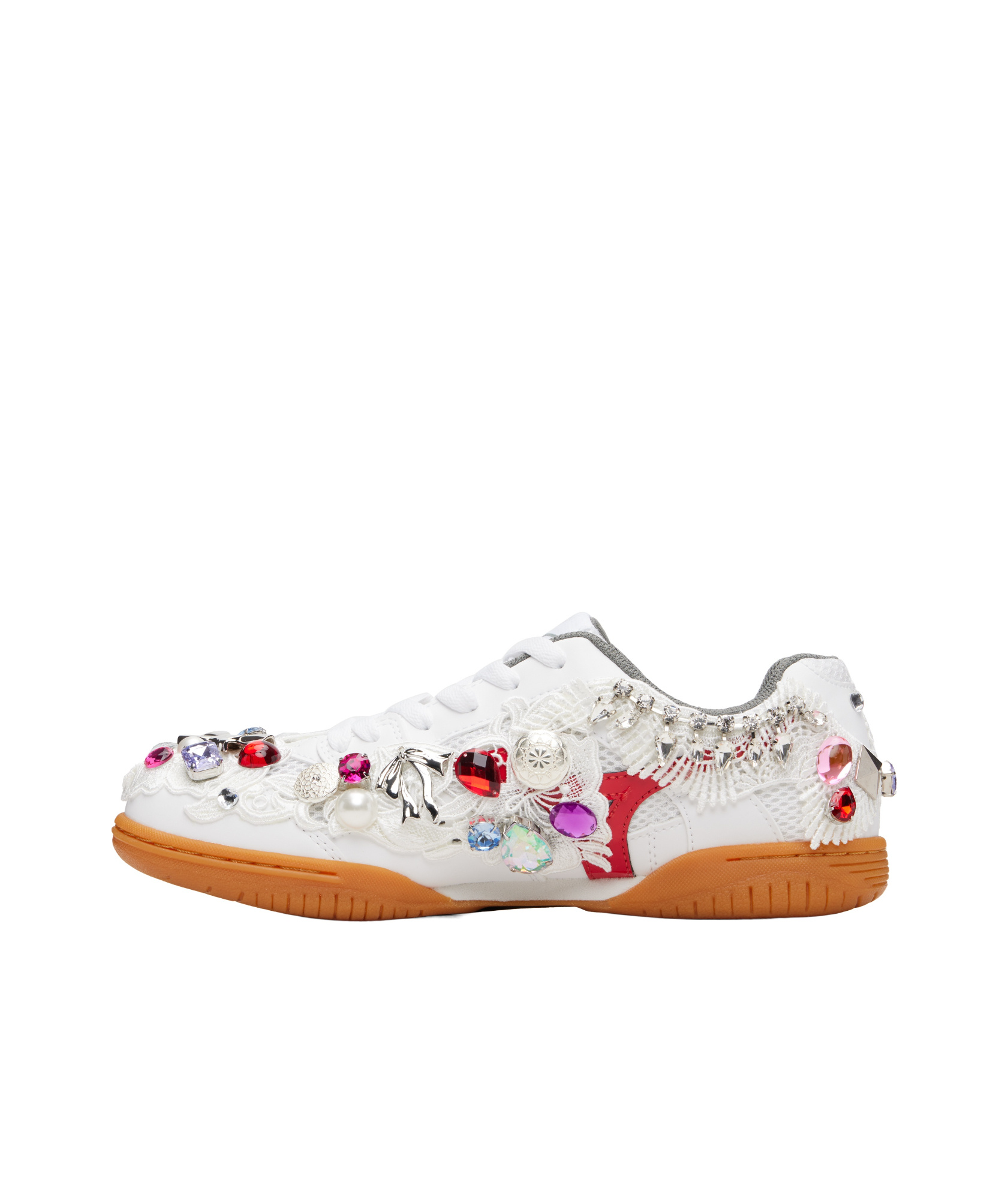 Comme Des Garçons Cdg Girl X Mizuno Embellished School Sneakers In White