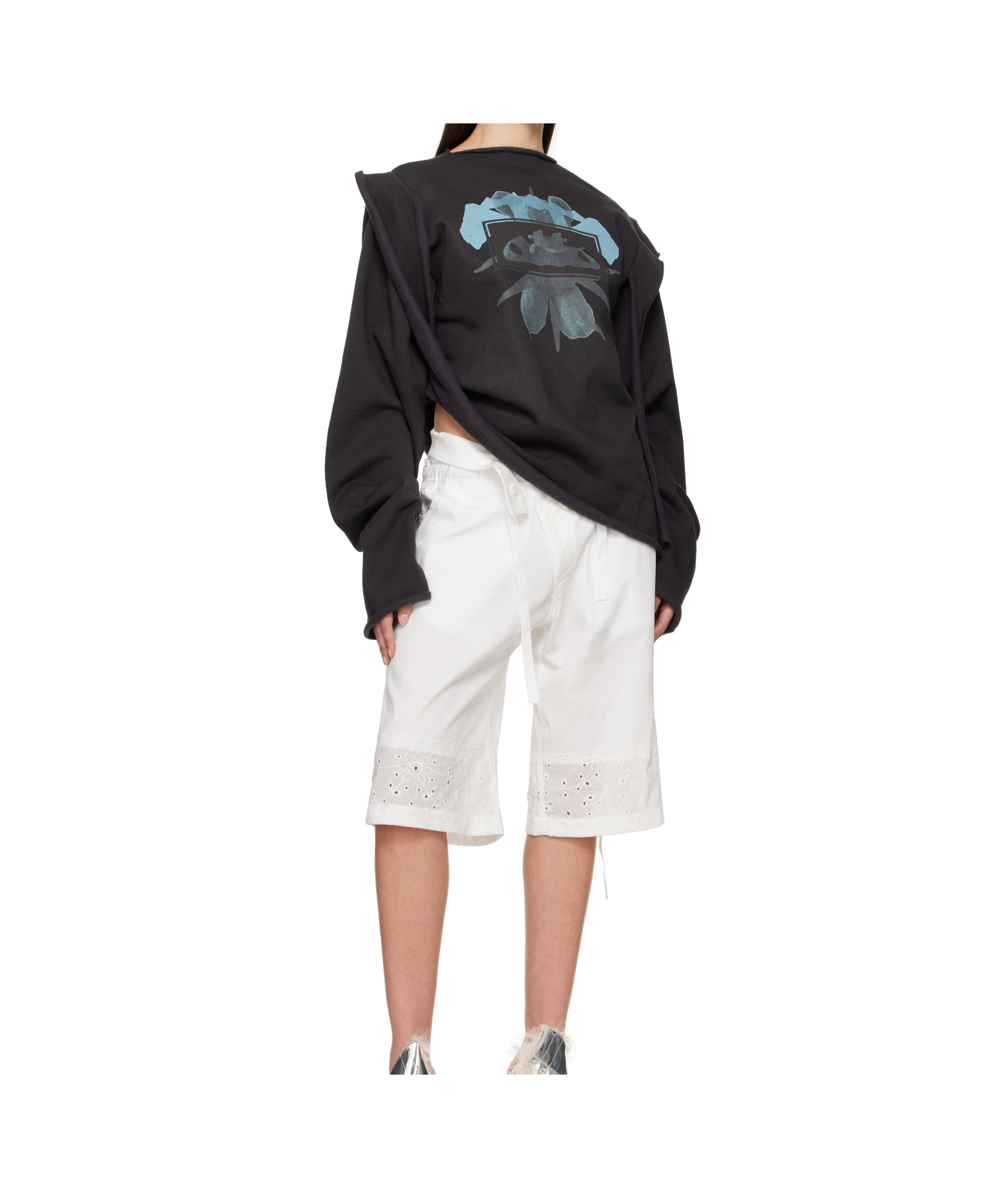 Ottolinger Black Drape Crewneck Sweatshirt In Black
