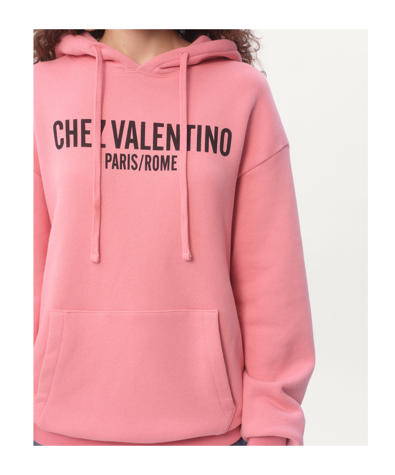 Shop Valentino Cotton Sweatshirt With Hood And Chez  Print In Pink