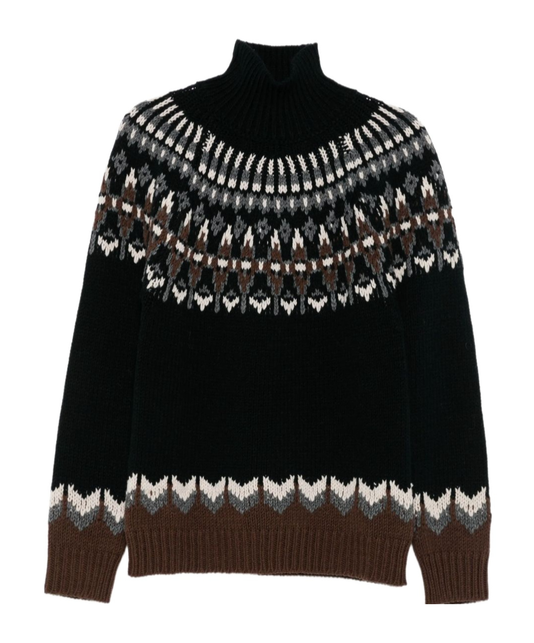 Dondup Fair-isle Turtleneck Sweater In Black