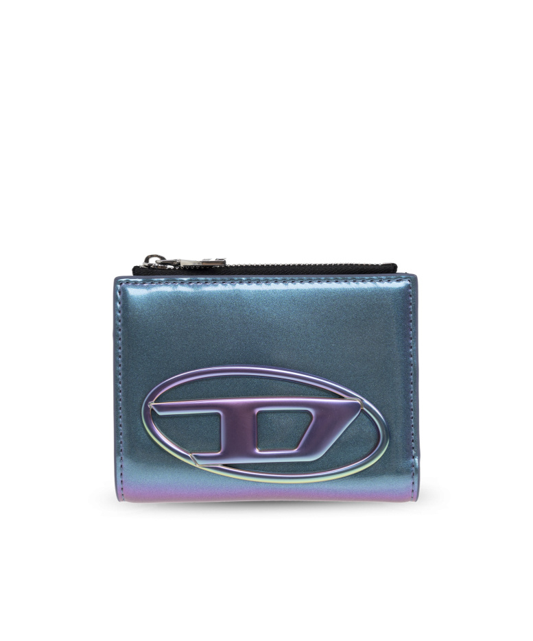 Diesel 1dr Mirrored-finish Wallet In Gray