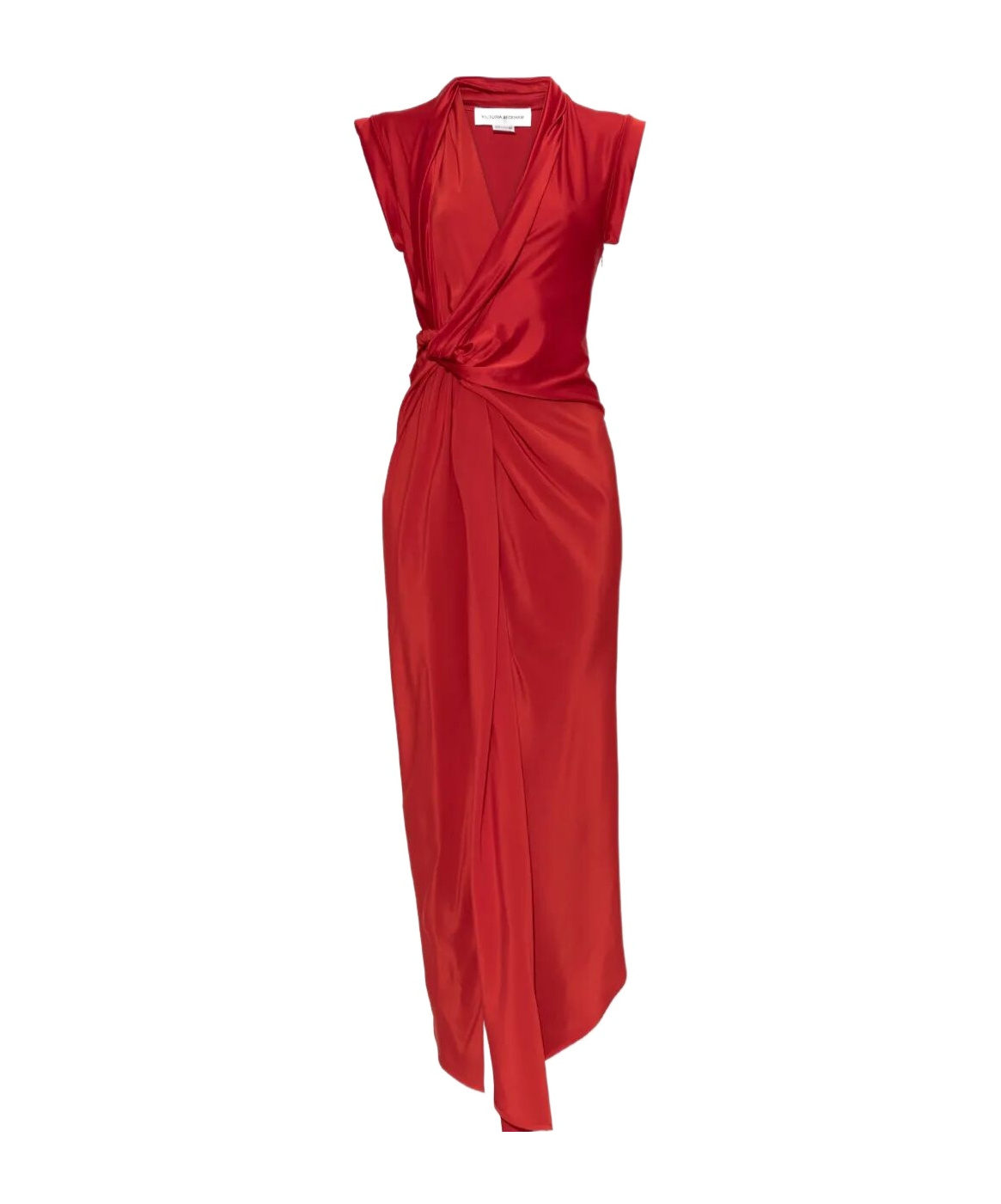 Victoria Beckham Womens Cardinal Red Asymmetric Plunge Stretch-woven Maxi Dress