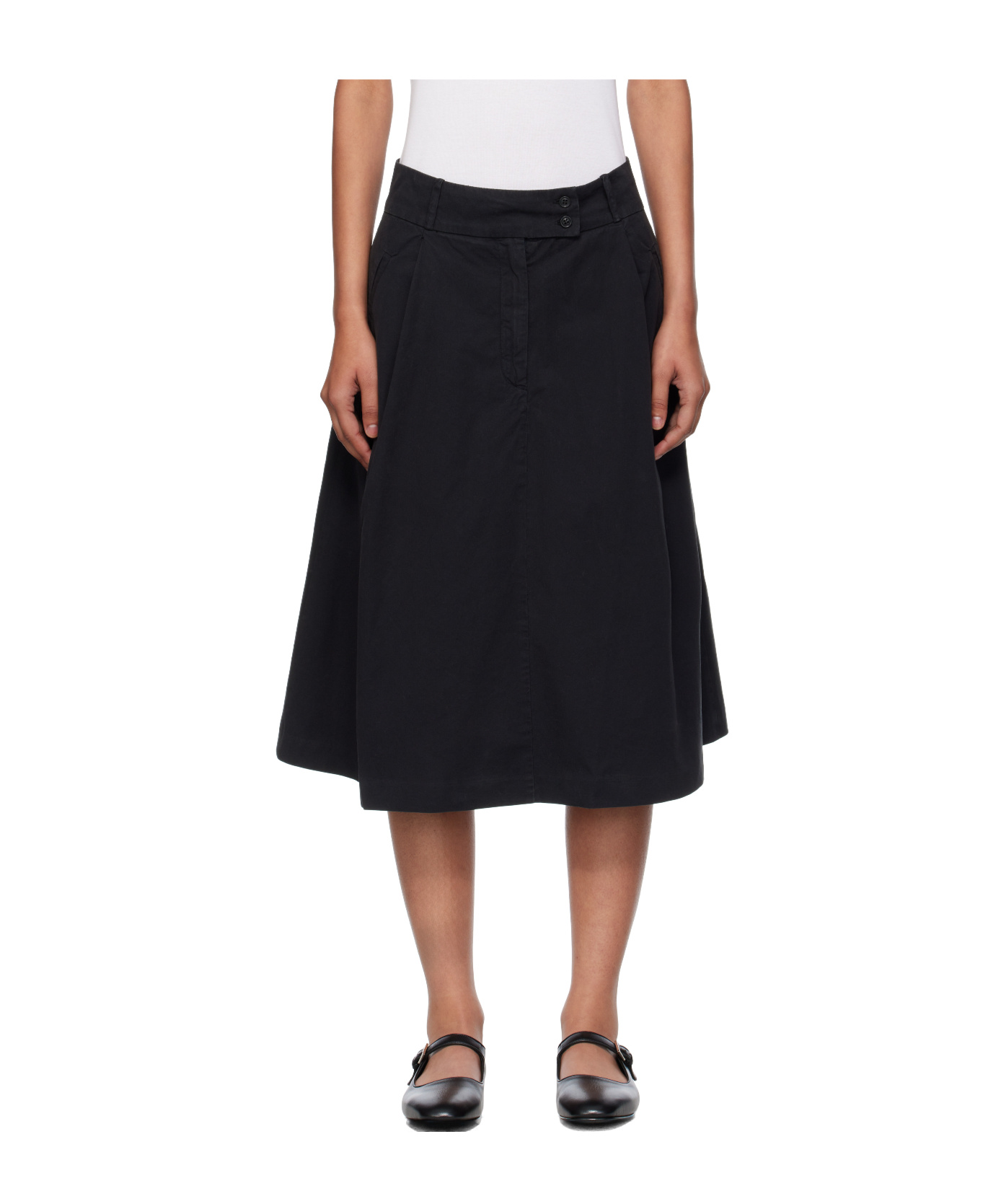 Apc Pleated Cotton Midi Skirt In Black