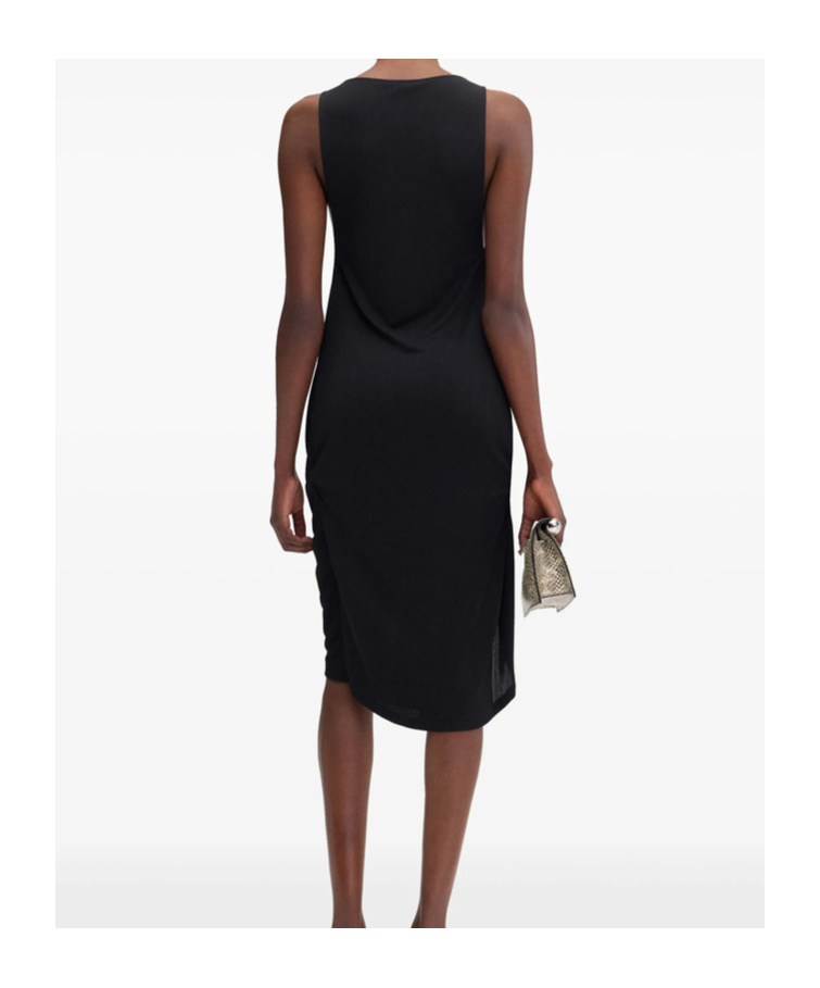 Jacquemus Draped Sleeveless Peplum Dress With Asymmetrical Hem In Black