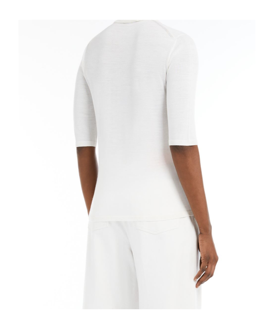Max Mara Cecina Wool High-neck Top In White