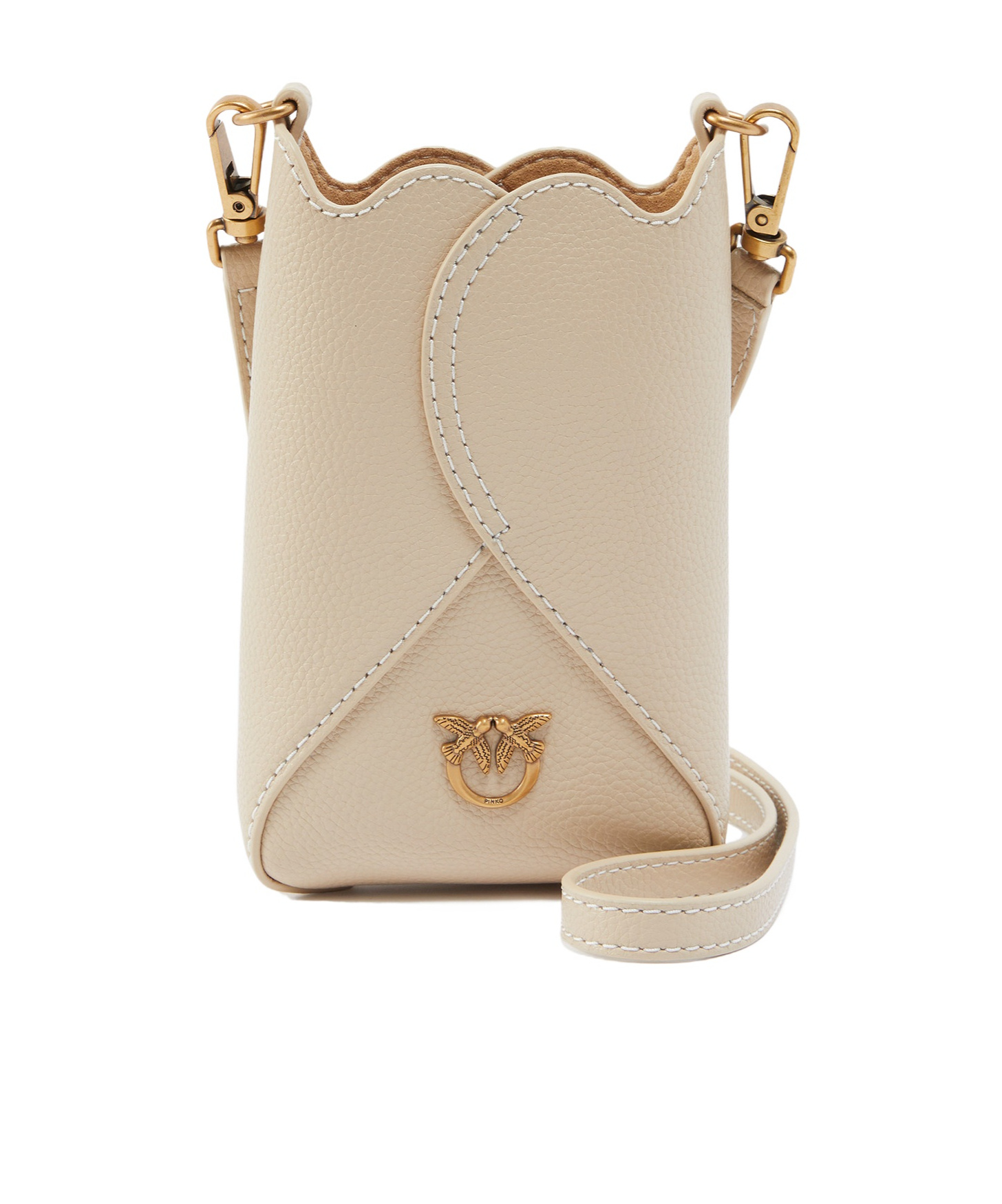 Pinko Leather Crossbody Smartphone Case In Nude