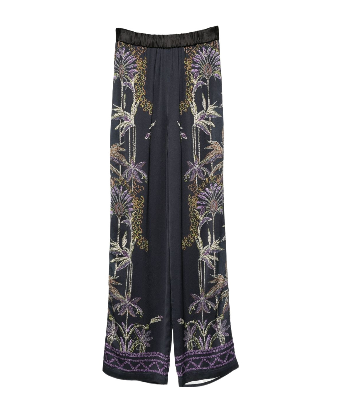 Forte Forte Floral-embroidered Trousers In Black