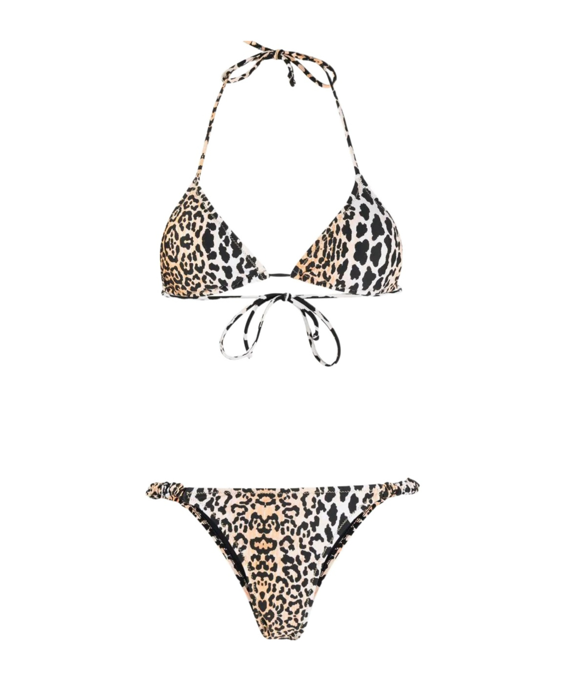 Reina Olga Leopard Print Triangle Bikini Set In Brown
