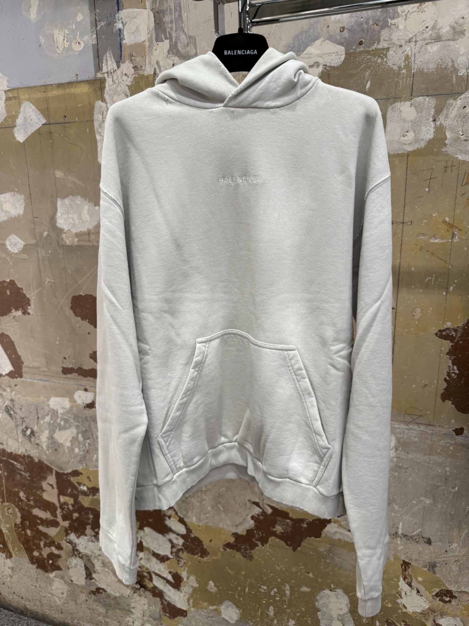 Balenciaga Mid-fit Hooded Sweatshirt In Gray