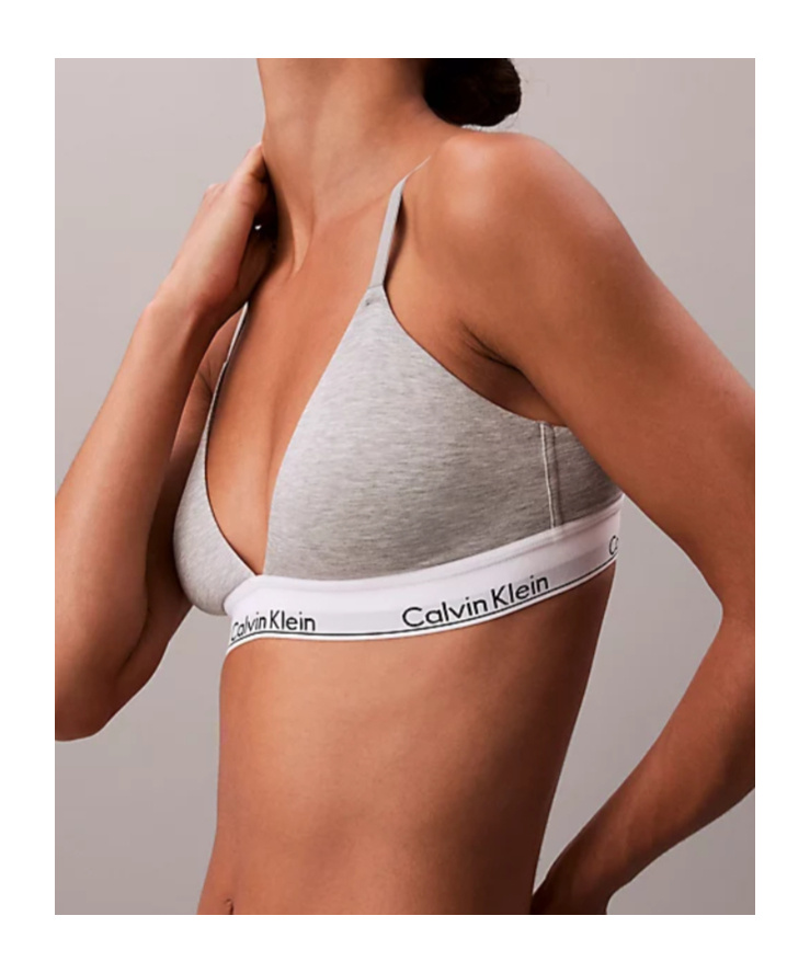 Calvin Klein Lightly Lined Triangle Bralette - Icon Cotton Modal In Gray