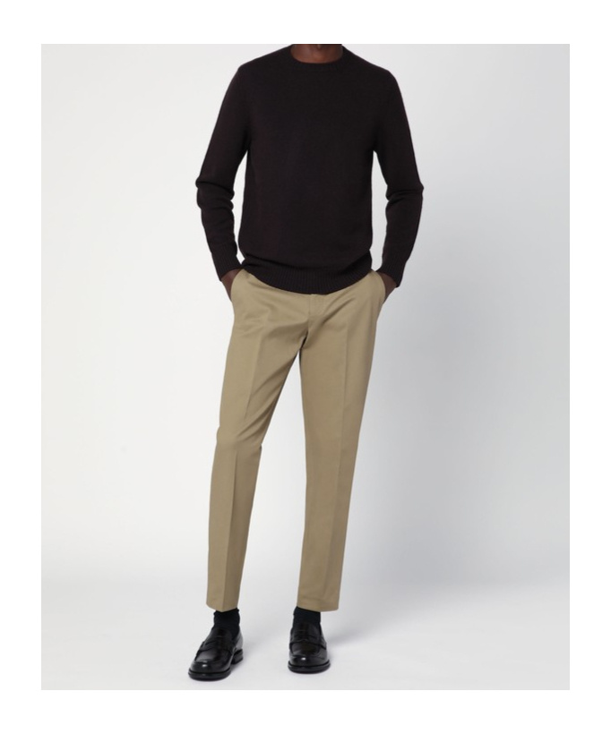 Drumohr Brown Crew-neck Sweater In Cashmere In Black