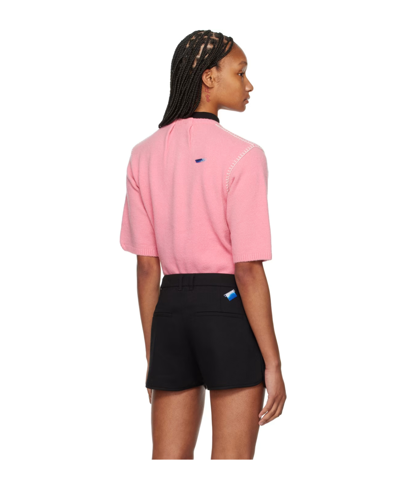Ader Error Round-collar Button-down Sweater In Pink