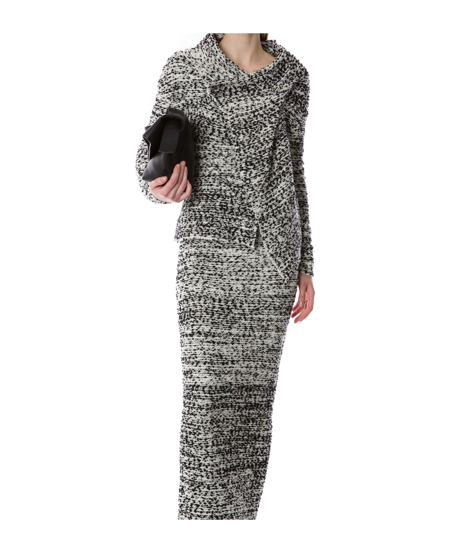 Alberta Ferretti Cross-neck Knit Jacket In Bouclé Wool In Gray