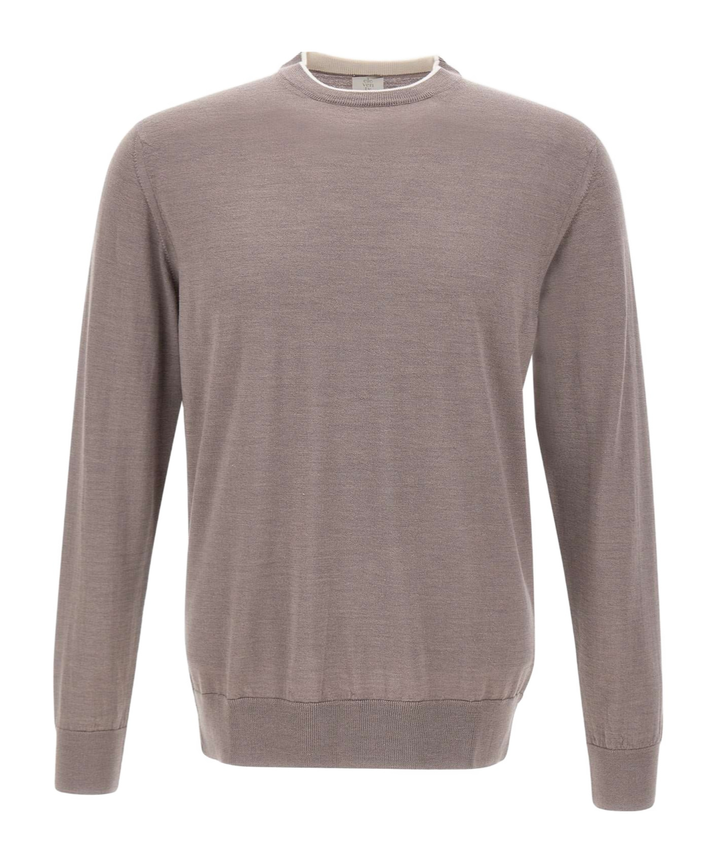 Eleventy Crew Neck Long Sleeve Sweater In Brown