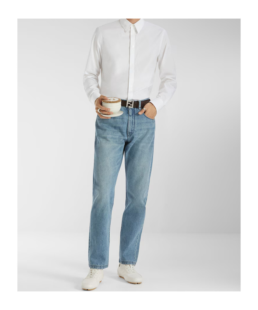 Fendi Regular Fit Cotton Shirt With Long Sleeves In White
