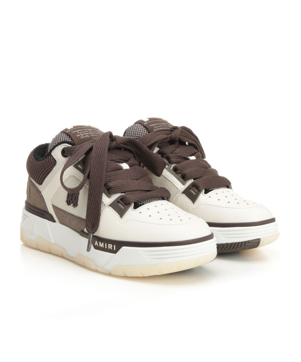 Amiri Brown Low Top Sneakers With Logo Detail On The Side And Mesh Panels In Brown