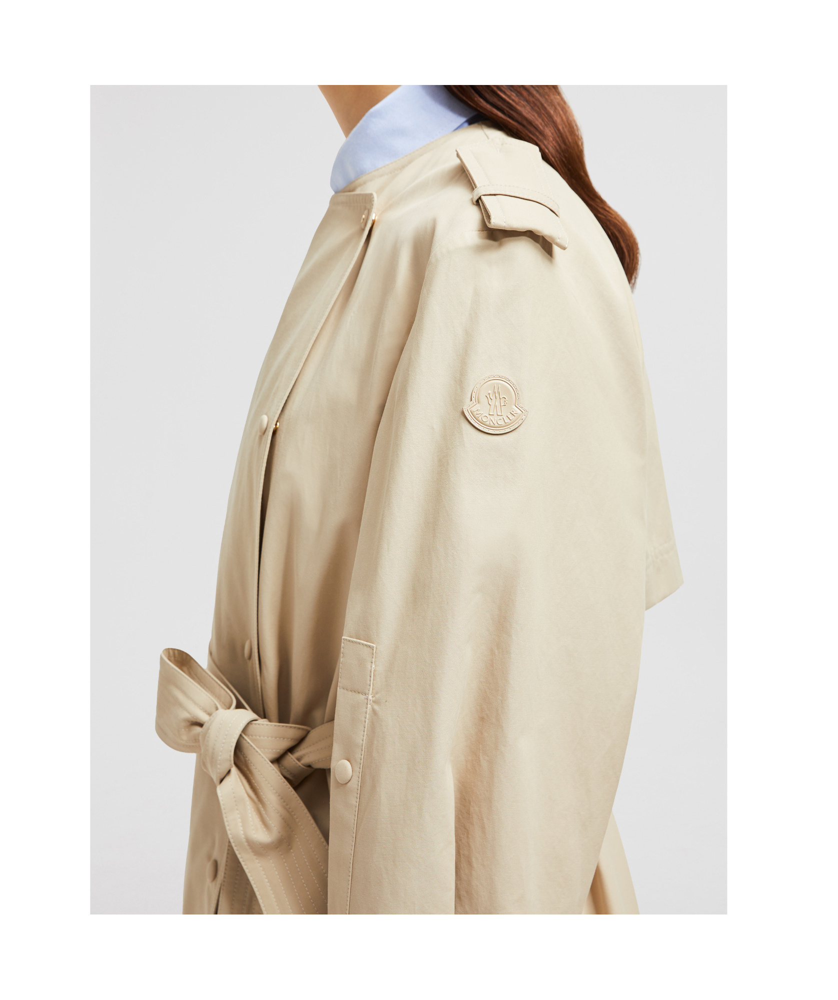Moncler Gourdon Cotton-blend Trench Coat In Beige