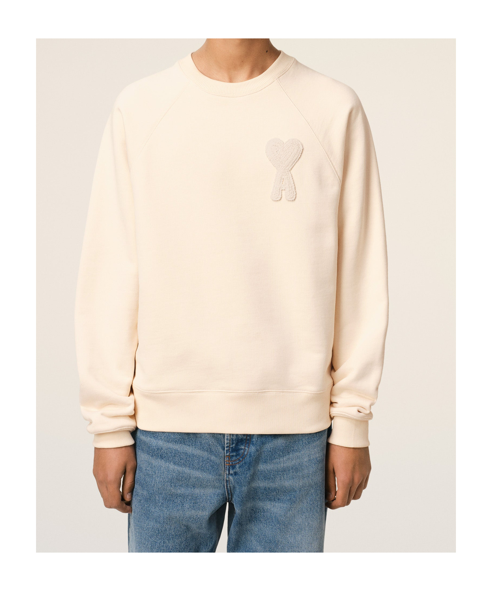 Shop Ami Alexandre Mattiussi Ami Paris Ami De Coeur Crewneck Sweatshirt In Nude