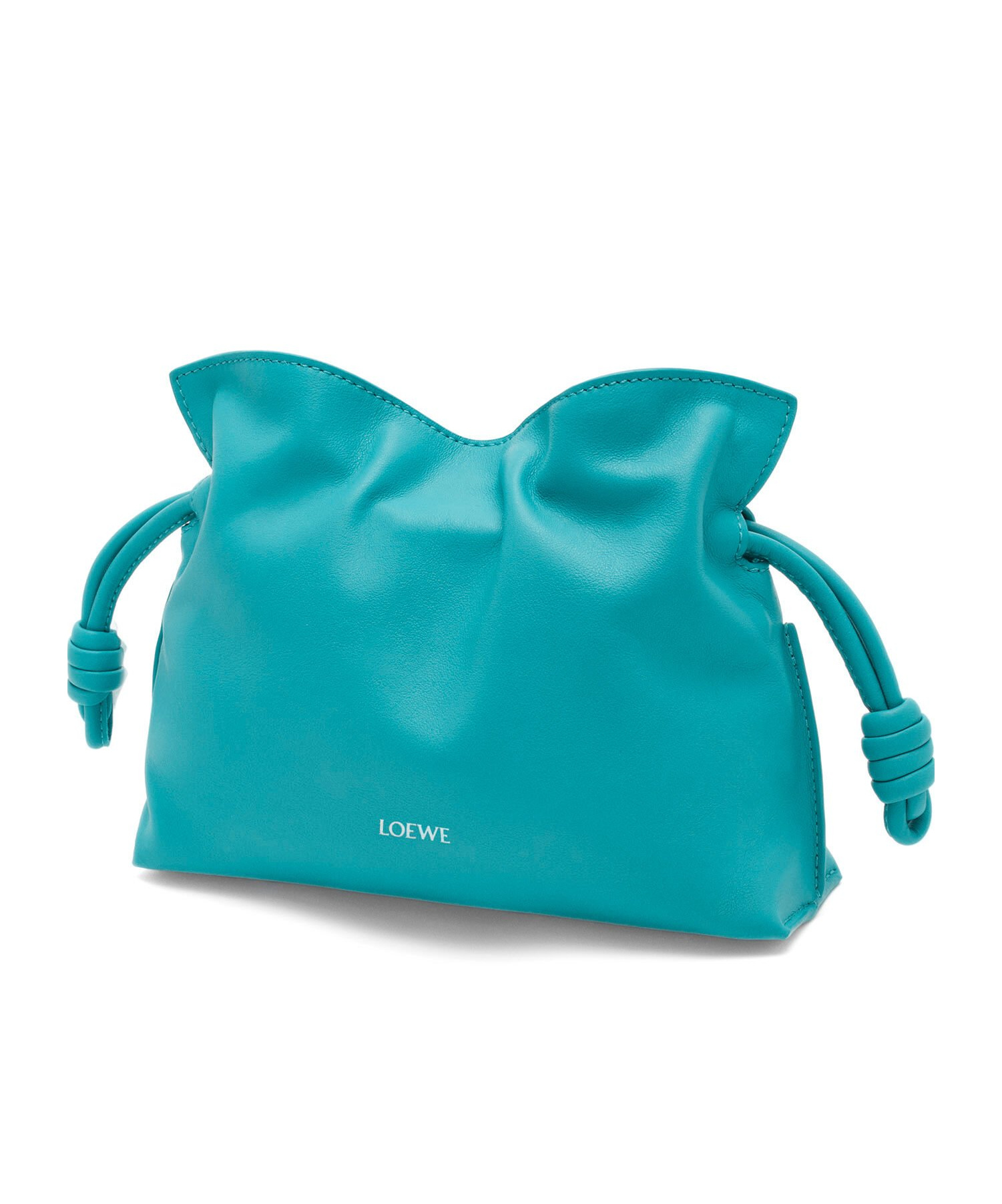 Loewe Flamenco Mini Clutch Bag In Napa Leather With Golden Foil Anagram In Green
