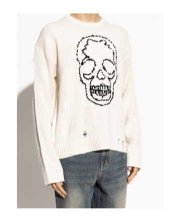 Zadig & Voltaire Skull-embroidered Distressed Sweater In White